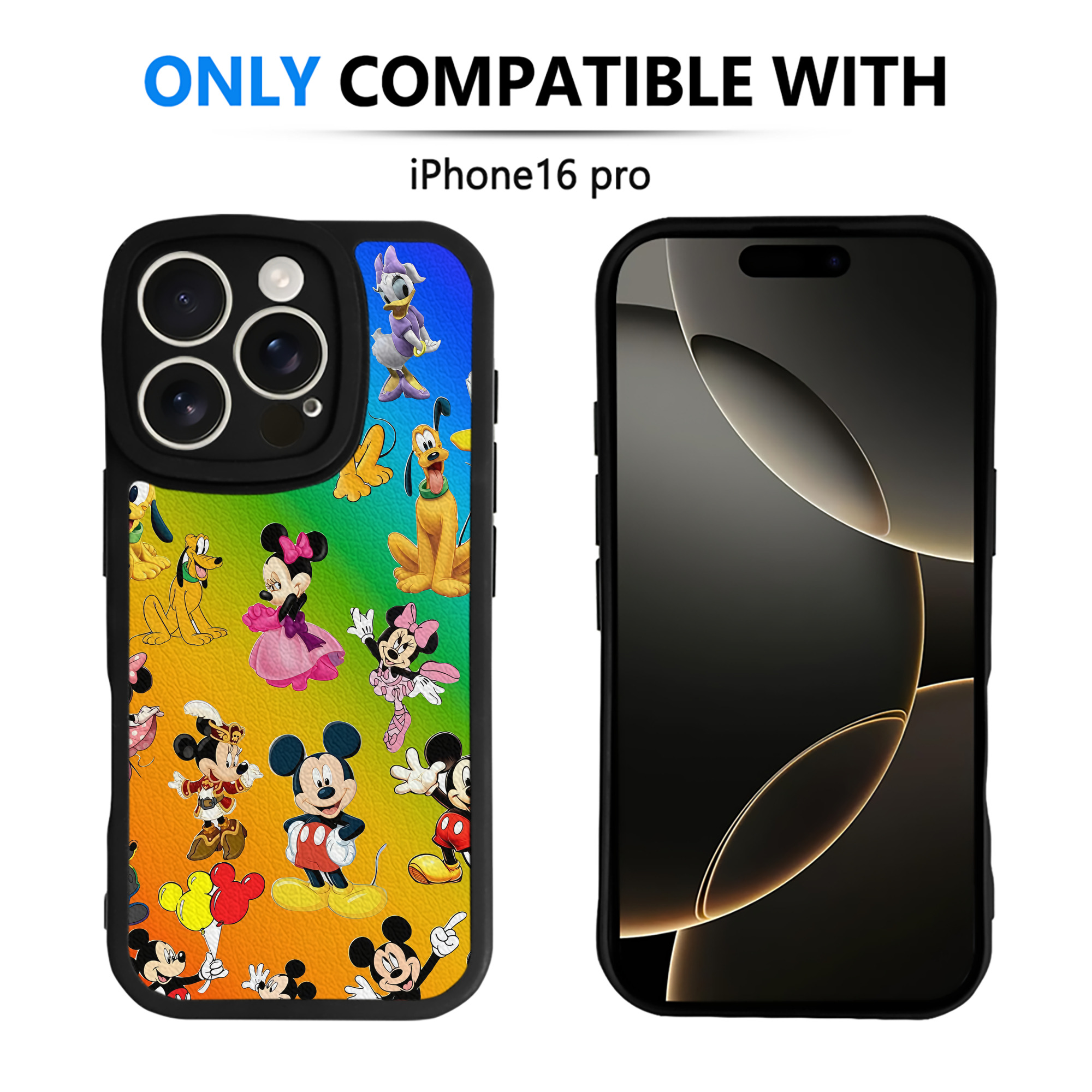（画像用） ミッキーマウス Mickey Mouse 【iPhone 16シリーズ対応】シリコンスマホケース（レザー調） 材質：シリコン
